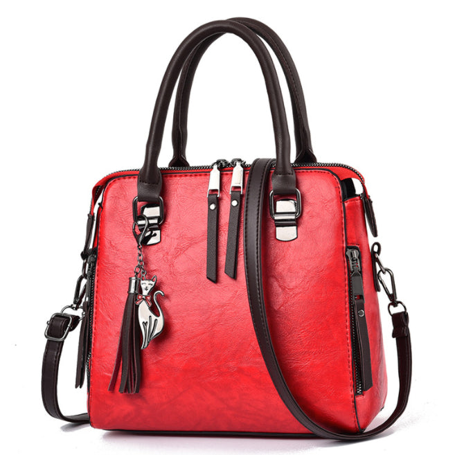 Women's Tassel Top-Handle Bag – PU Leather Shoulder Bag with Zipper - product image 7
