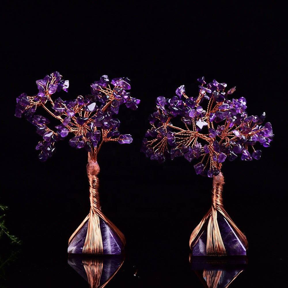 Natural Crystal Lucky Fortune Tree with Amethyst Pyramid Base - product image 2