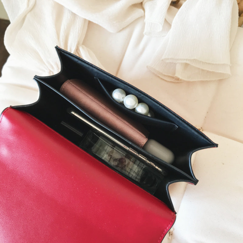 Women's small PU shoulder bag with chain detail - product view 9