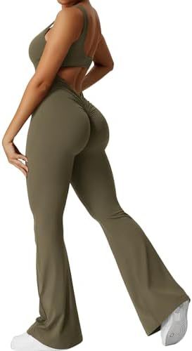 Sleeveless Flare Yoga Jumpsuit – Women’s High-Stretch Wide Leg Activewear - product image 11