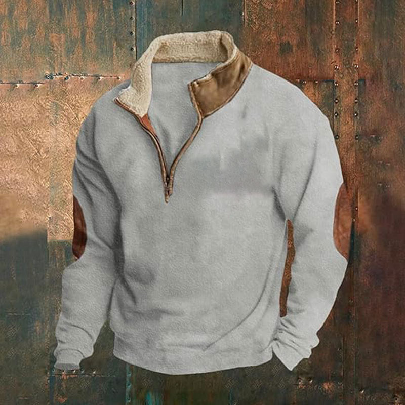 Men's Retro Patchwork Long-Sleeve Sweater - image 1