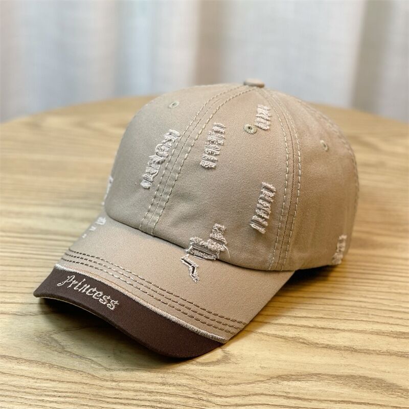 Distressed Embroidered-Letter Baseball Cap - image 2