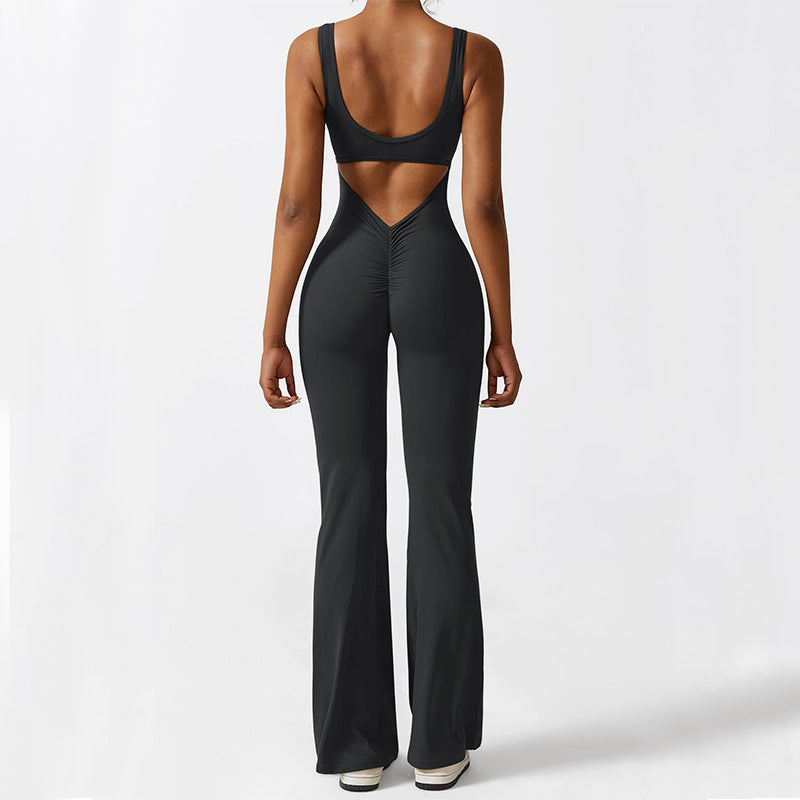 Sleeveless Flare Yoga Jumpsuit – Women’s High-Stretch Wide Leg Activewear - product image 2