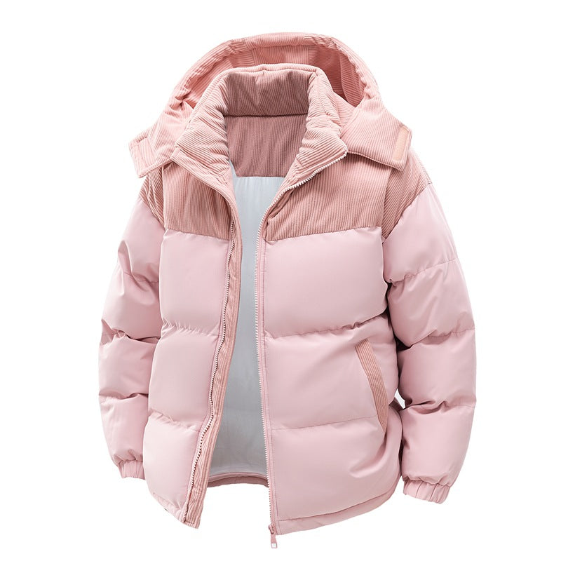 Unisex Color-Block Padded Coat with Detachable Hood - image 3