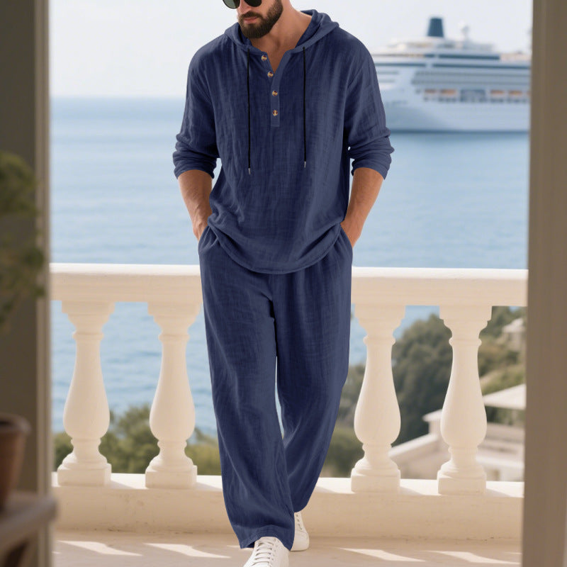 Men's Hooded Long-Sleeve Top & Pants Set - image 3