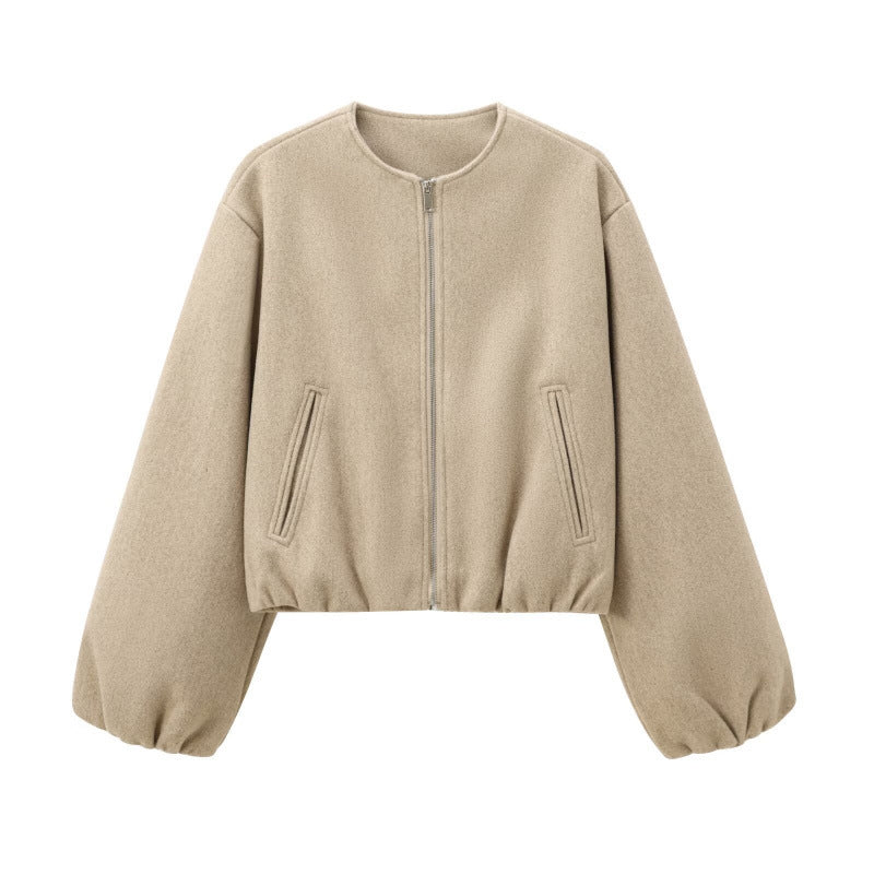 Womens Loose-Fit Crew-Neck Zip-Up Baseball Jacket - product image 8