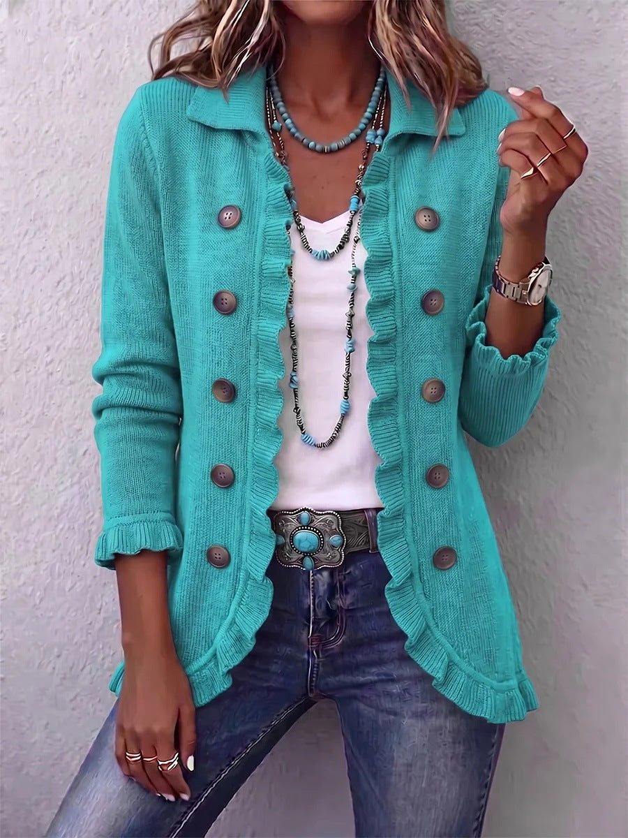 Women's Ruffled Knit Cardigan Sweater - product image 6
