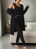 Women's Ribbed Knit 3-Piece Loungewear Set (Tank Top, Pants & Cardigan) - product image 4