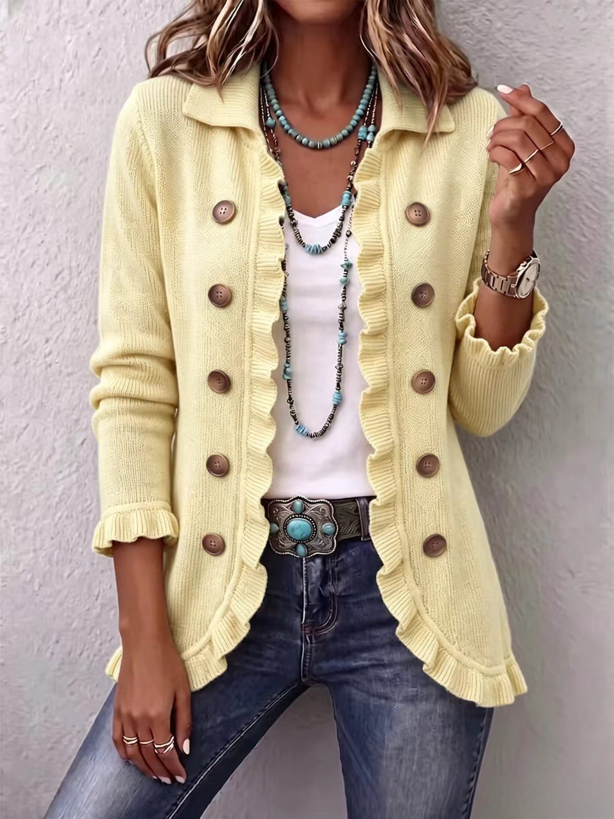 Women's Ruffled Knit Cardigan Sweater - product image 16