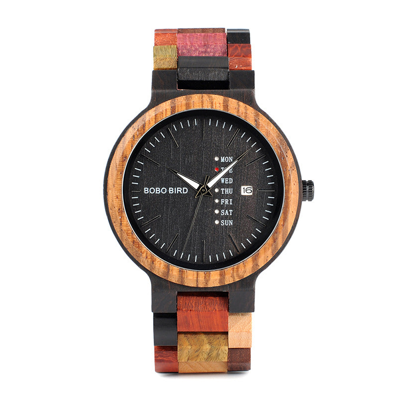 Couples Wooden Quartz Watch with Date Display - product image 5
