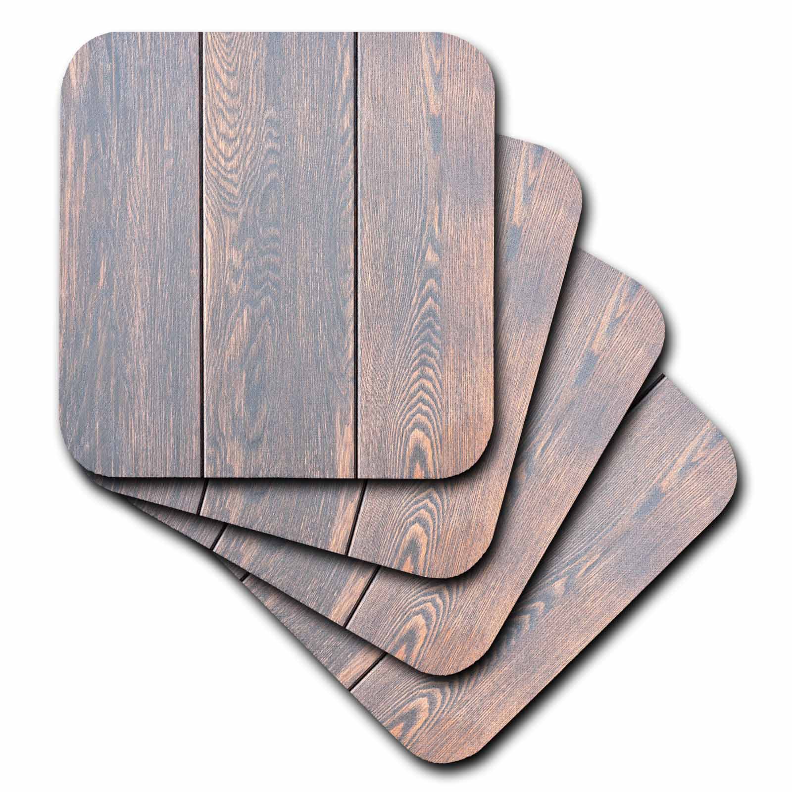 3dRose Alexis Photography - Texture Wood - Image of Three Neat Vertical Wooden Planks of Dark Brown Color - Coasters