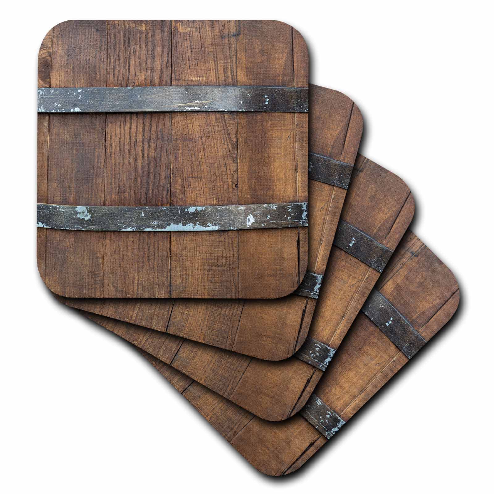3dRose Alexis Photography - Texture Wood - Image of a Wooden Barrel, Metal Bands. Closeup View. Wooden Texture - Coasters