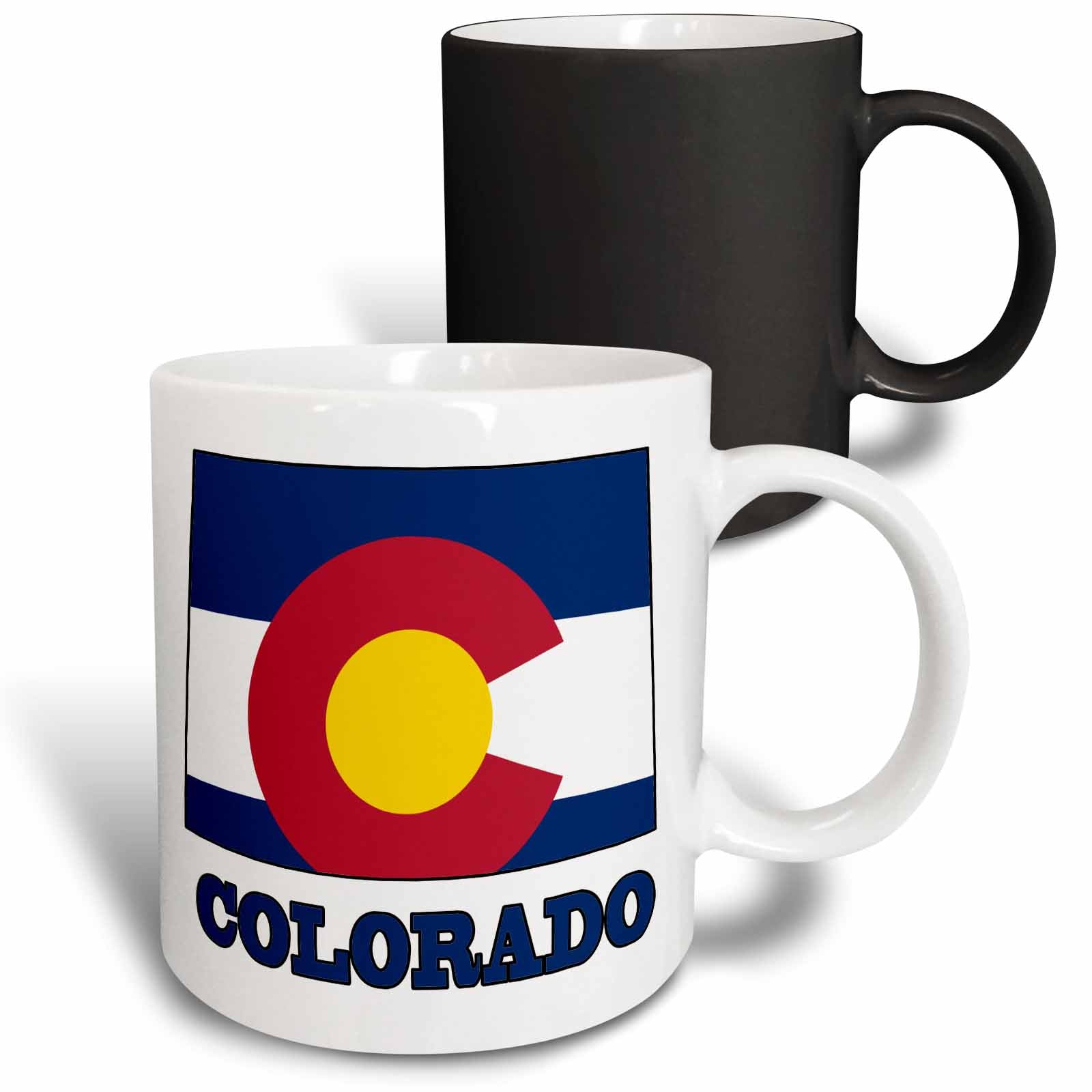 3dRose Colorado state flag in the outline map and letters of Colorado - Mugs (mug_58726)