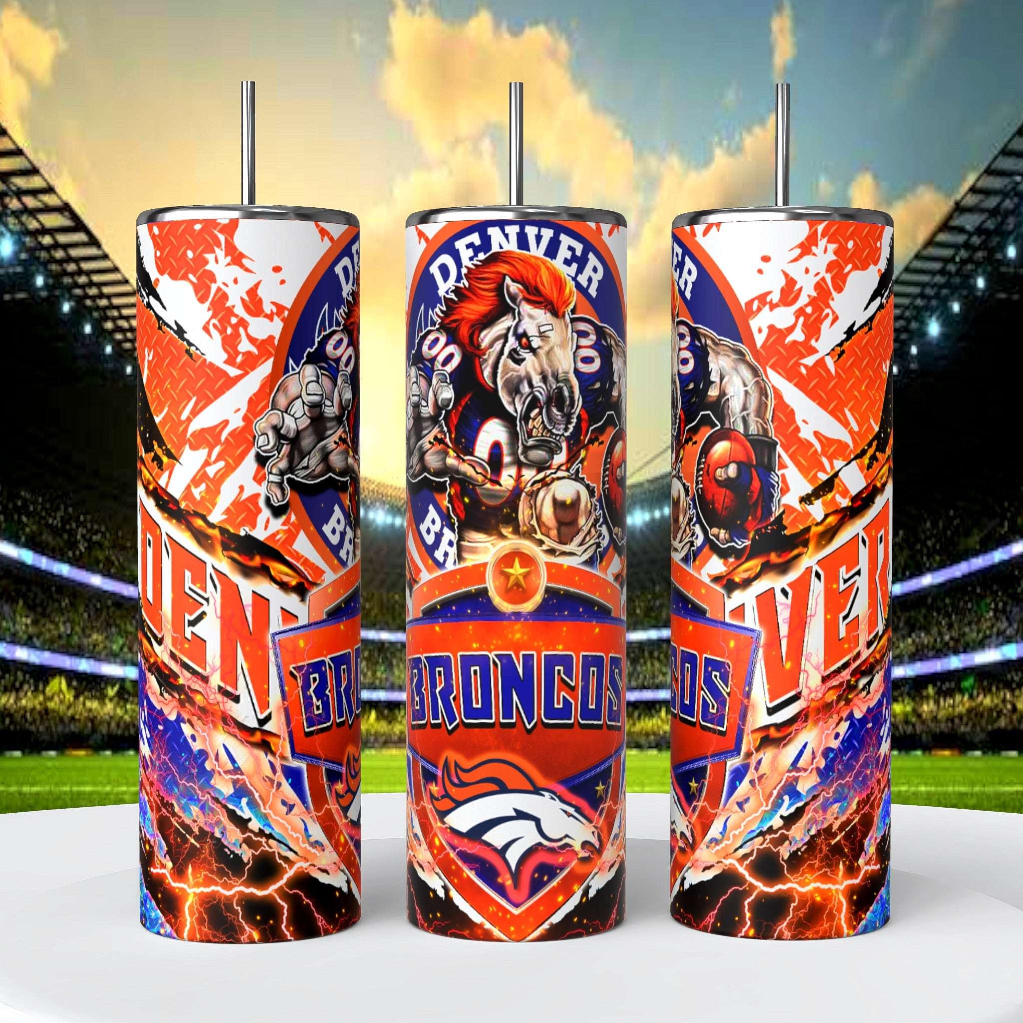 Denver Broncos 20oz Skinny Tumbler With Lid and Straw
