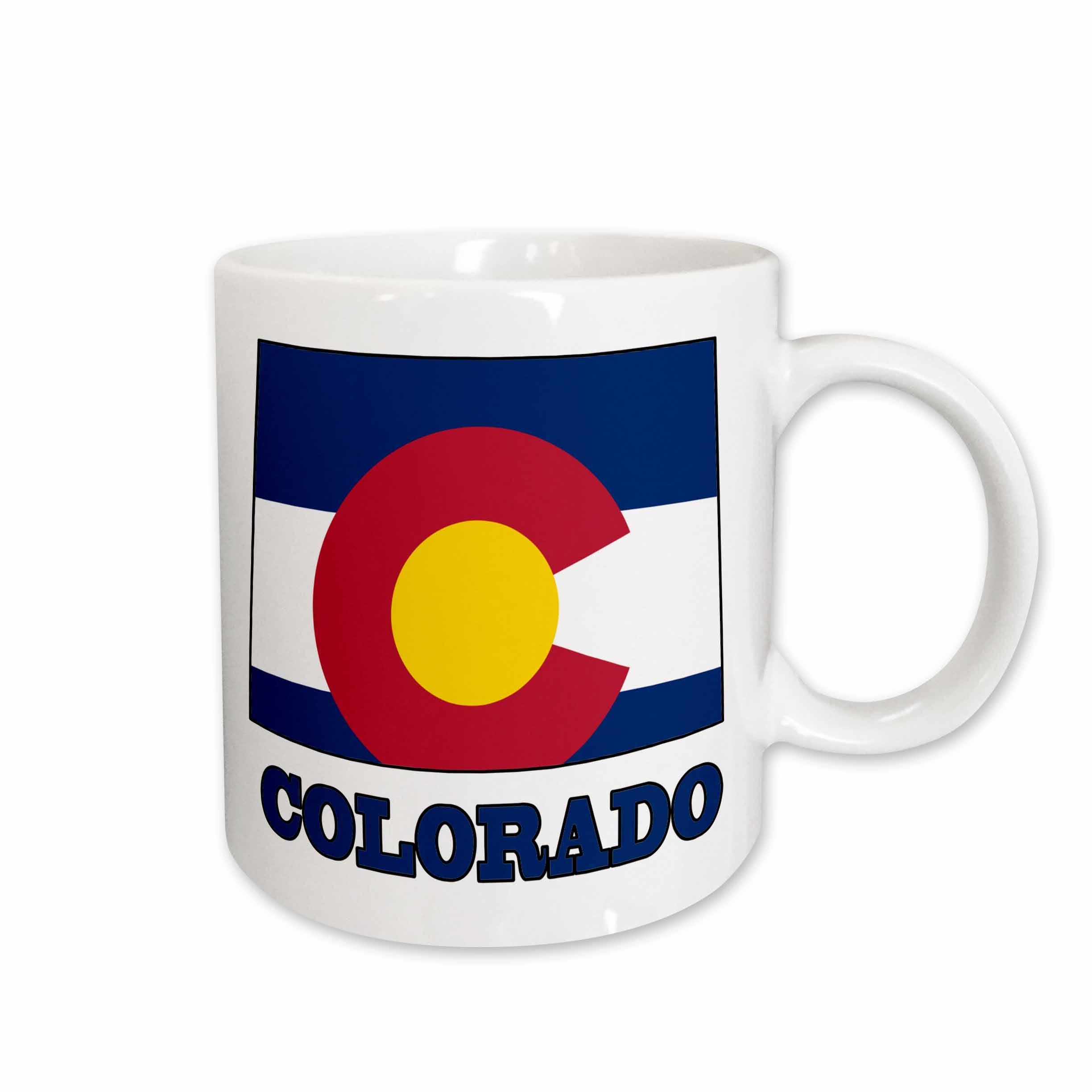 3dRose Colorado state flag in the outline map and letters of Colorado - Mugs (mug_58726)