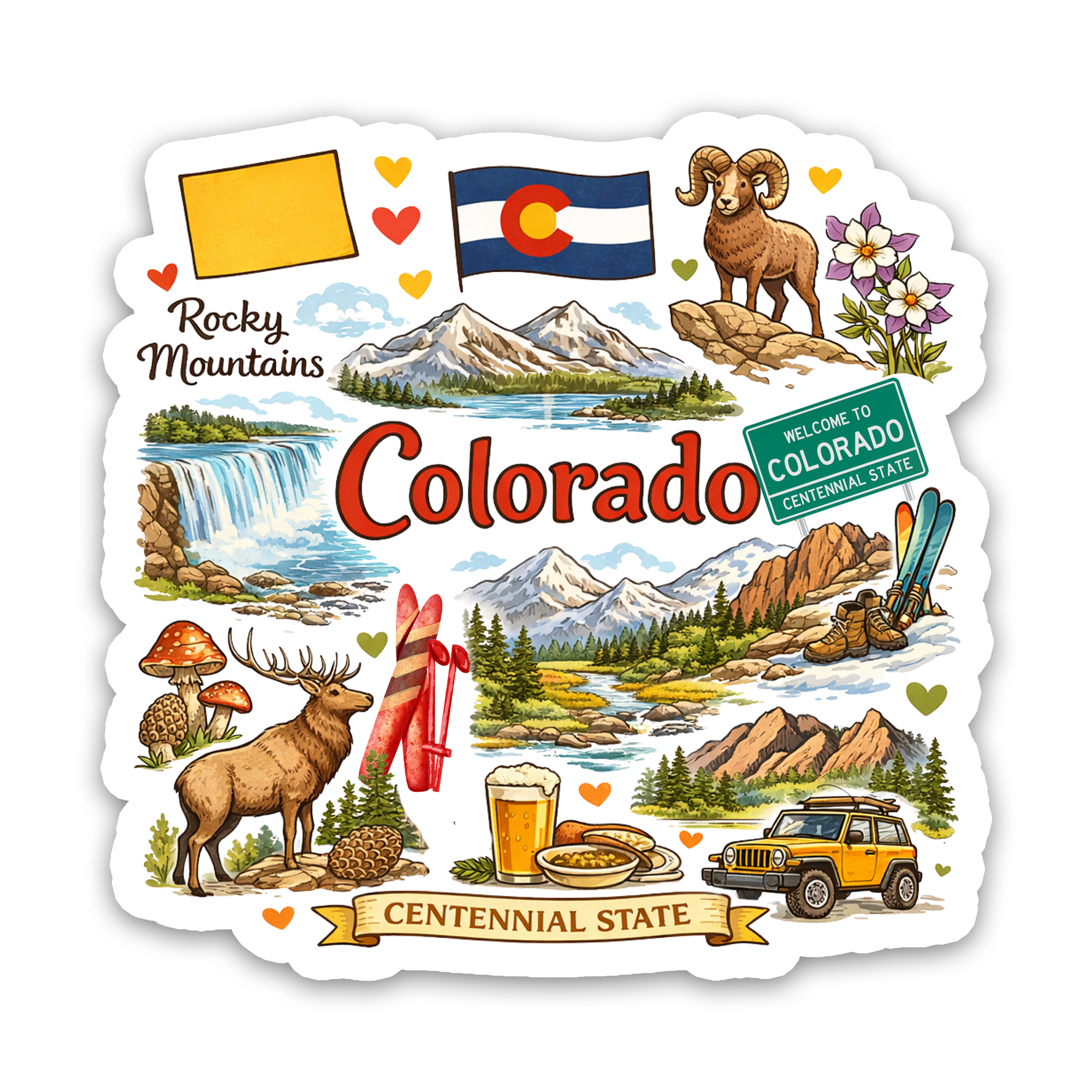 Colorado Centennial State Icons Sticker