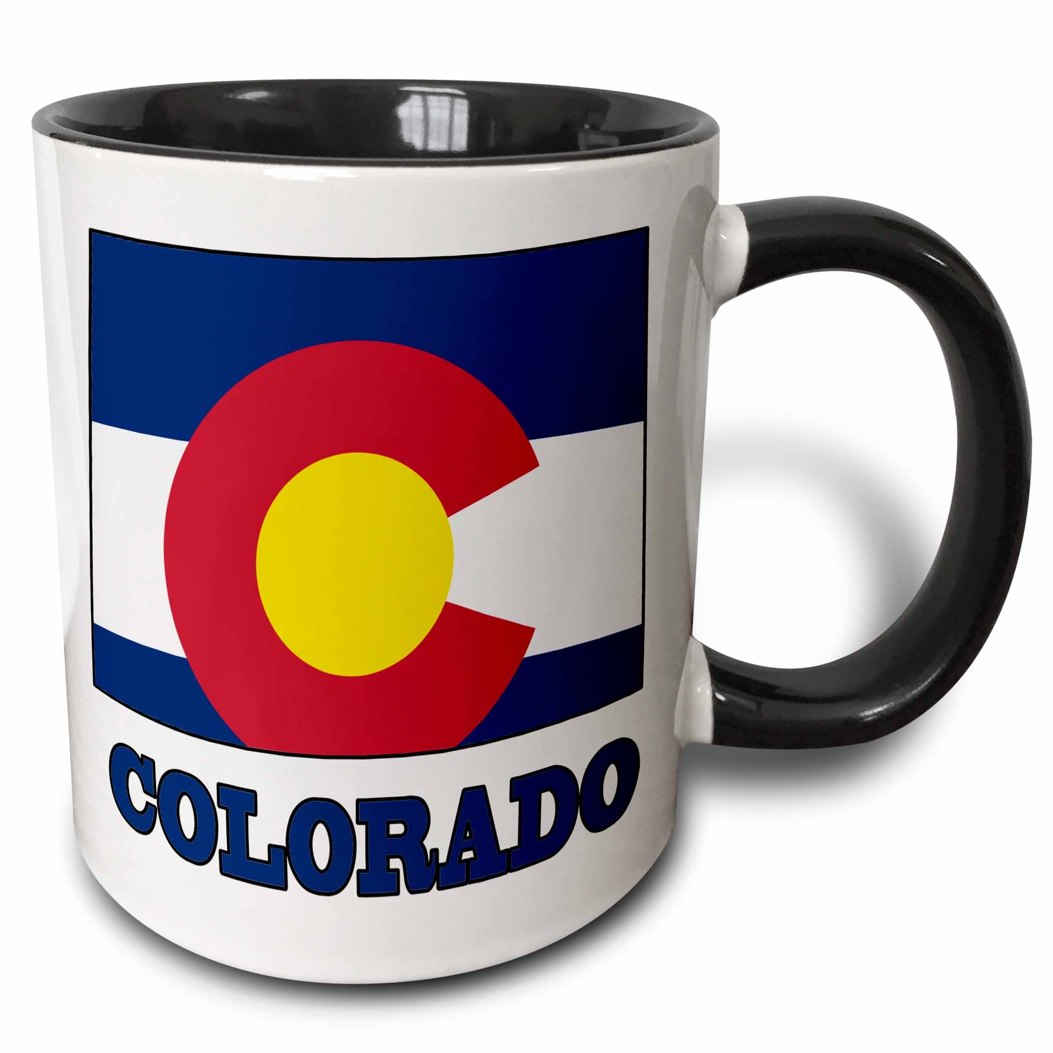 3dRose Colorado state flag in the outline map and letters of Colorado - Mugs (mug_58726)