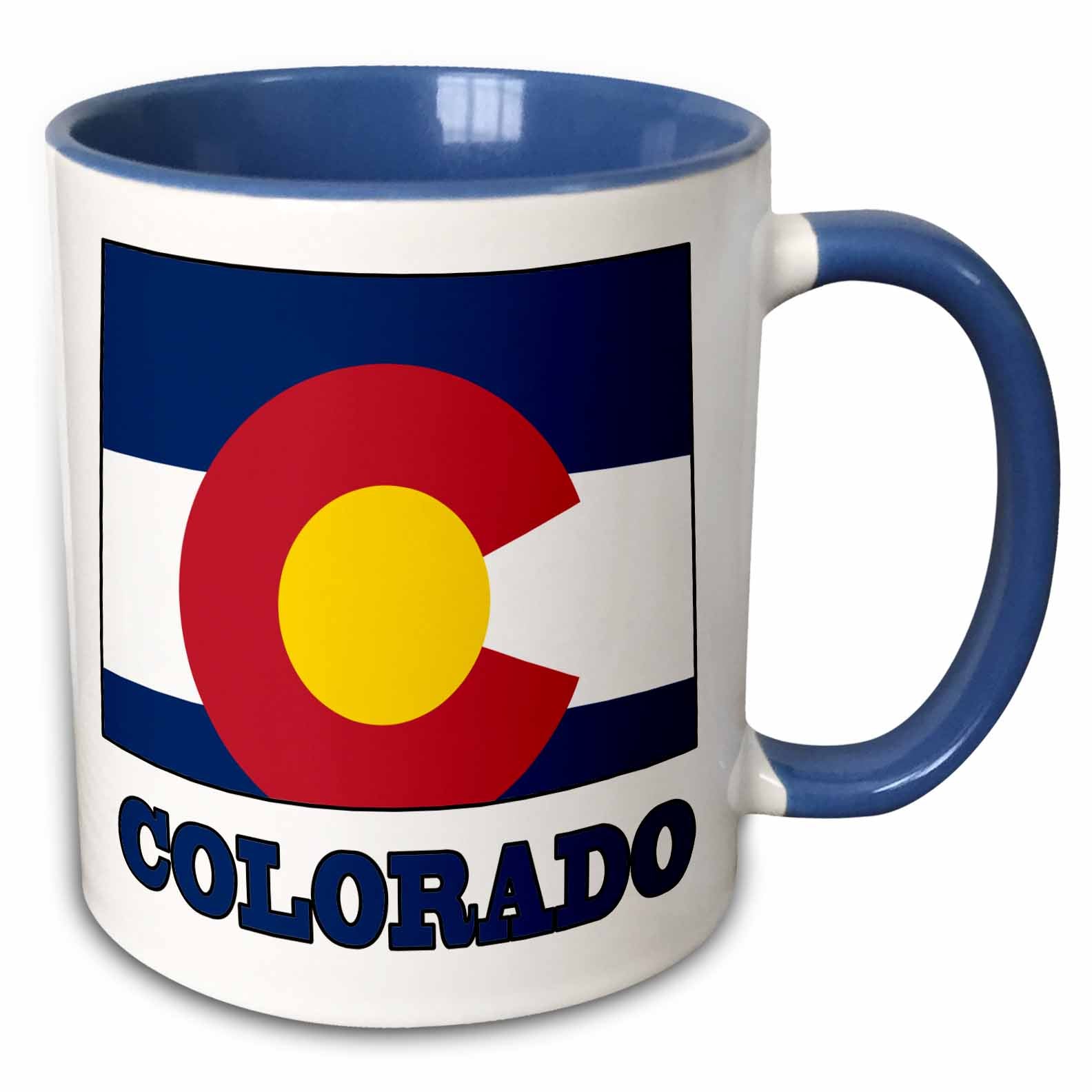 3dRose Colorado state flag in the outline map and letters of Colorado - Mugs (mug_58726)
