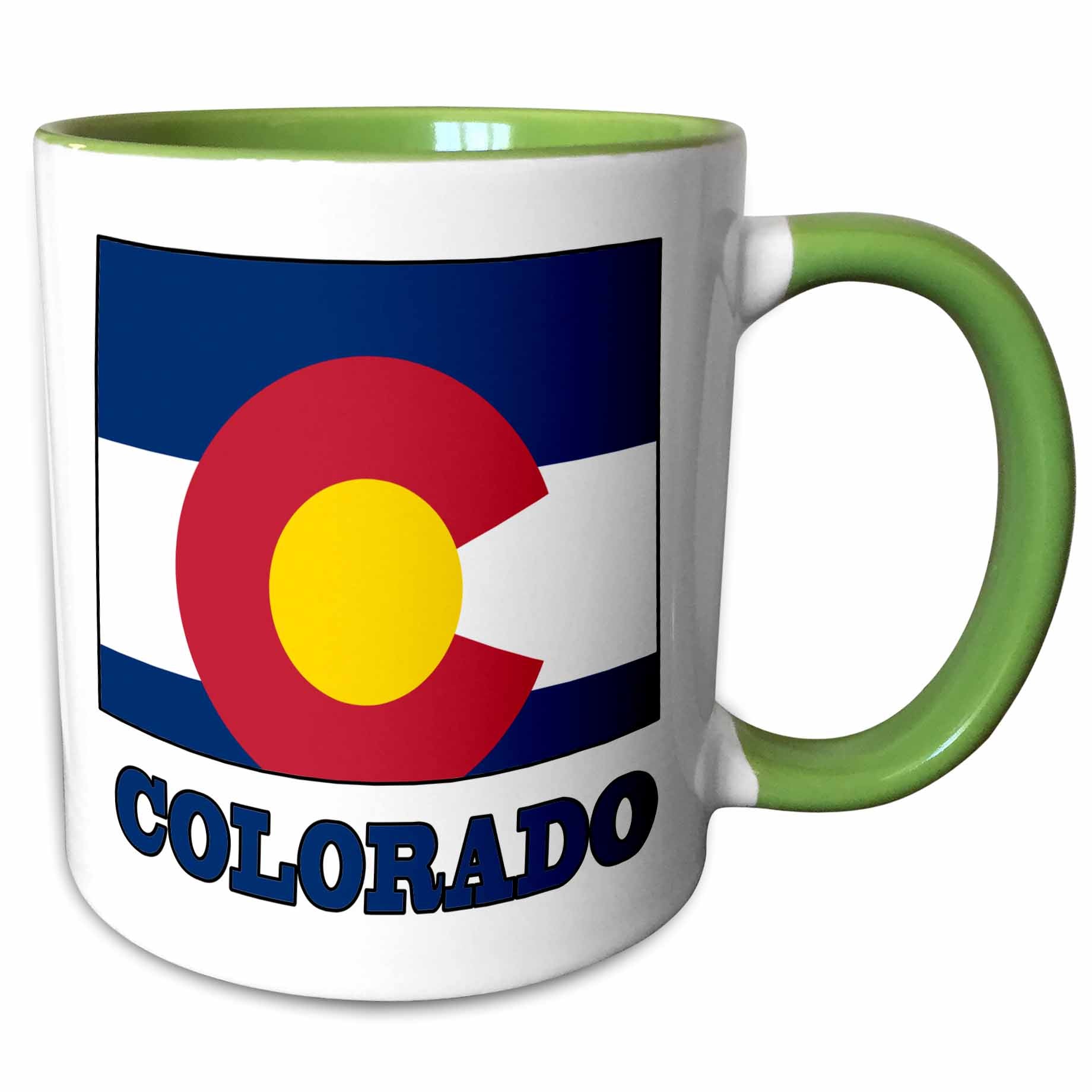 3dRose Colorado state flag in the outline map and letters of Colorado - Mugs (mug_58726)