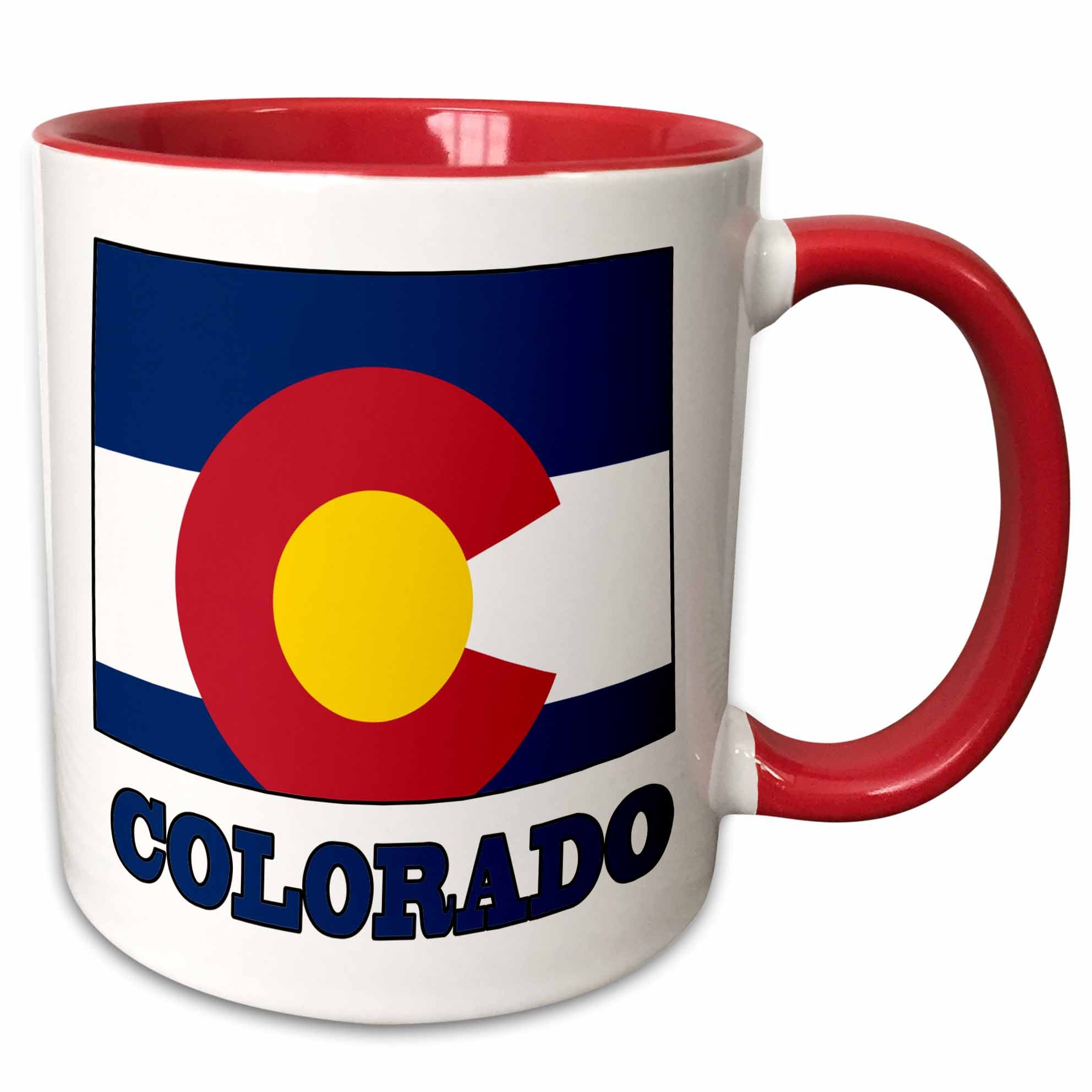 3dRose Colorado state flag in the outline map and letters of Colorado - Mugs (mug_58726)