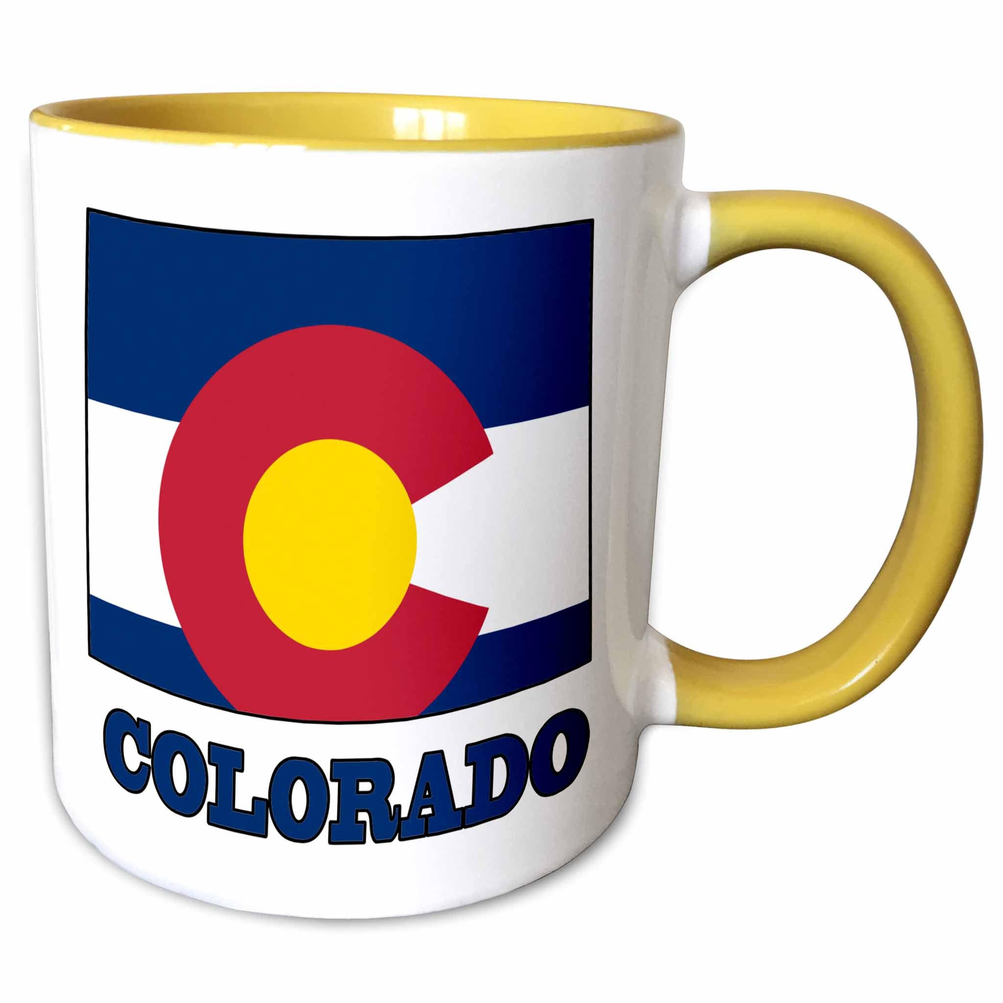 3dRose Colorado state flag in the outline map and letters of Colorado - Mugs (mug_58726)