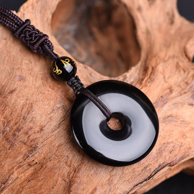 Obsidian U-Shaped Pendant Necklace - product image 3