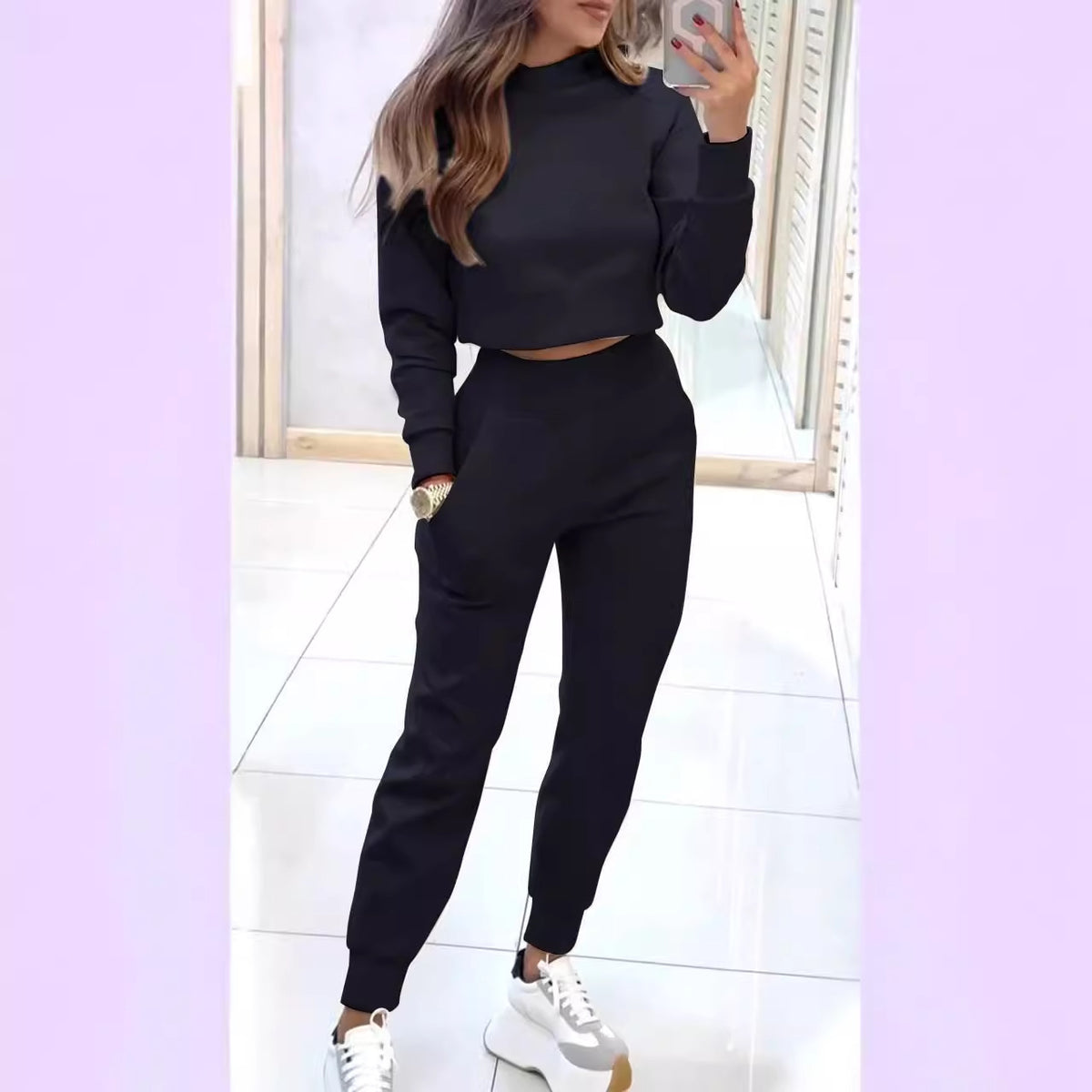 Women's High-Collar Slim Long-Sleeve Leisure Suit - product image 8