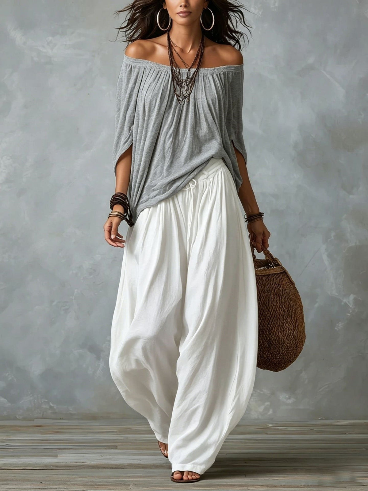 Women's Off-Shoulder Two-Piece Set – Long Sleeve Top & Flare Pants - product image 5