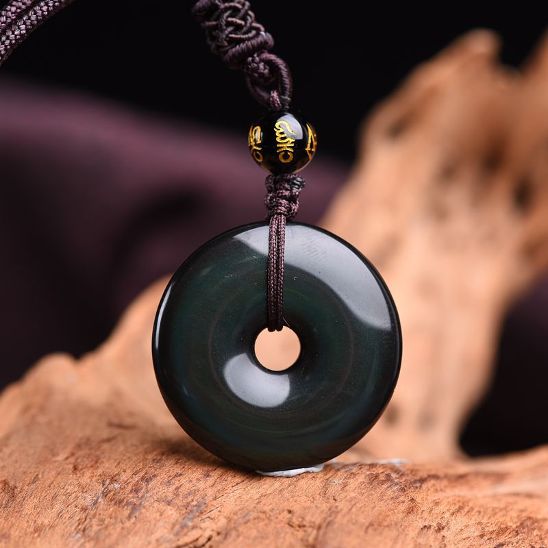 Obsidian U-Shaped Pendant Necklace - product image 6