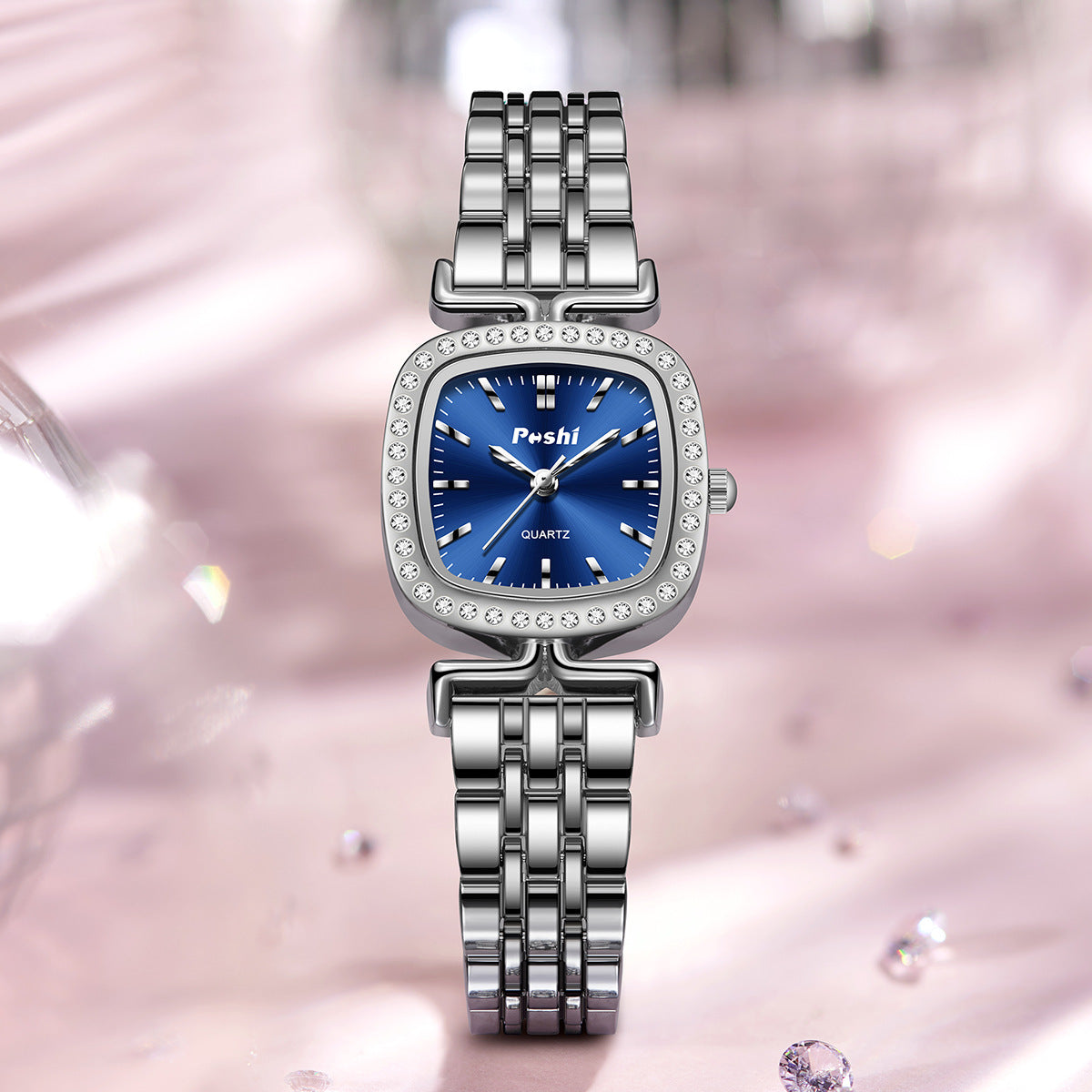 Women's Diamond-Dial Oval Steel Bracelet Quartz Watch - product image 6