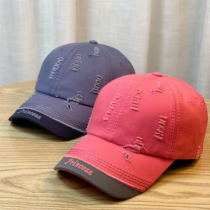 Distressed Embroidered-Letter Baseball Cap - image 5