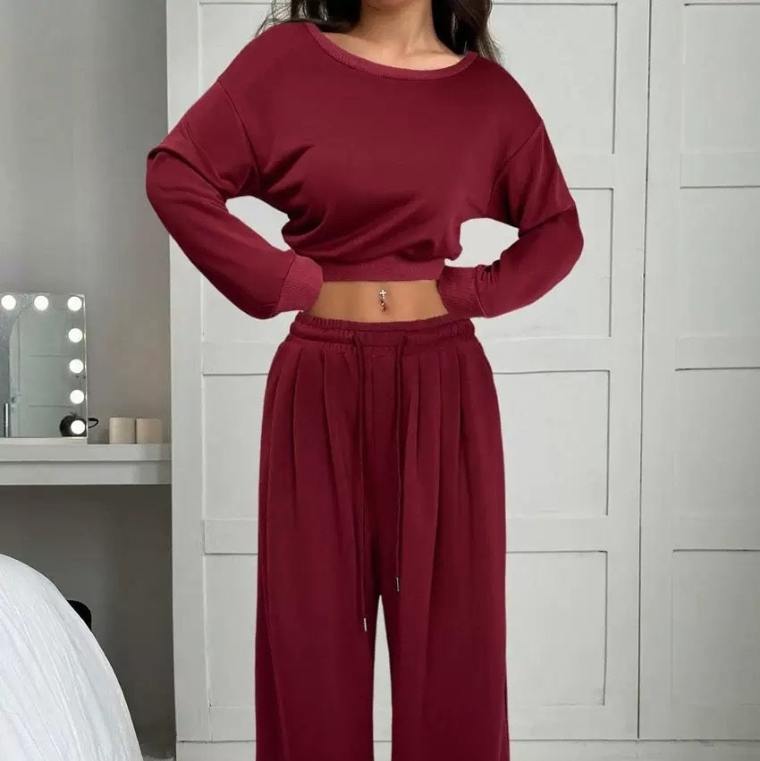 Women's One-Shoulder 2-Piece Sweatshirt and Trousers Set - product image 4