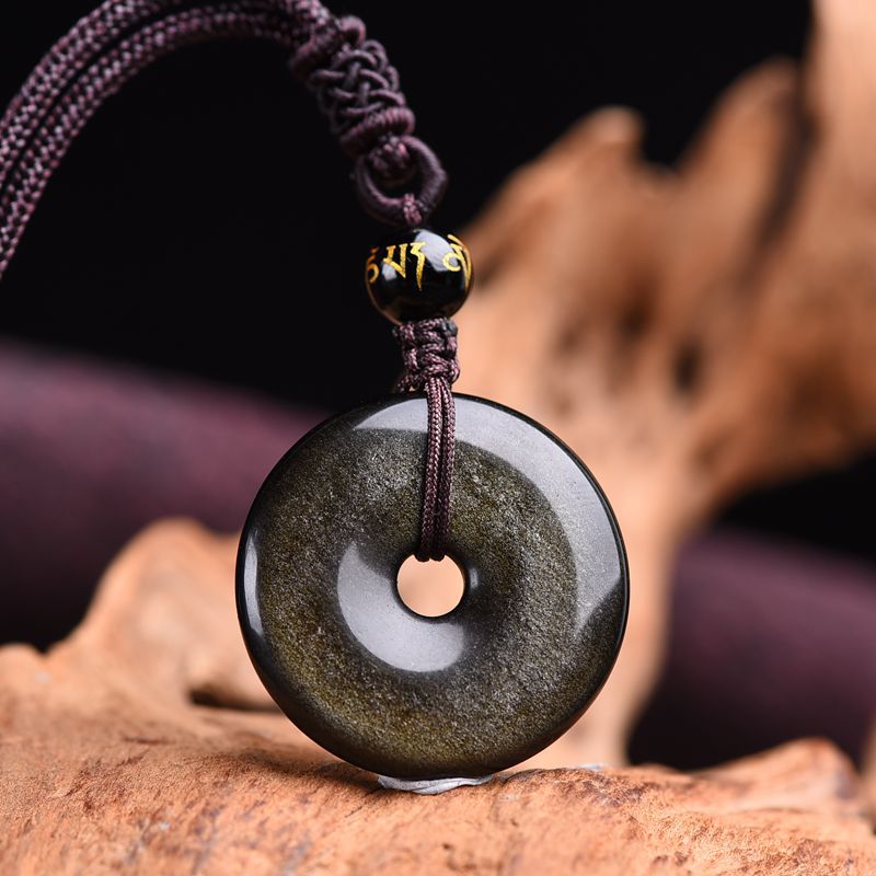 Obsidian U-Shaped Pendant Necklace - product image 5