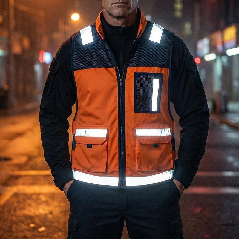 Men's Orange Reflective Workwear Vest