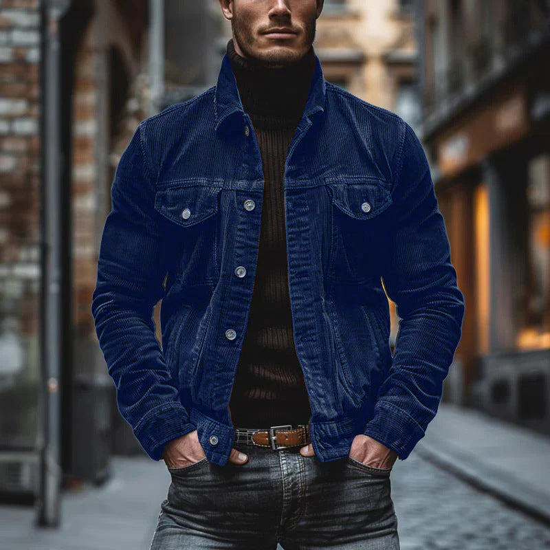 Men's Pocket Corduroy Long Sleeve Striped Lapel Jacket - product image 2