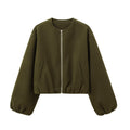 Womens Loose-Fit Crew-Neck Zip-Up Baseball Jacket - product image 3
