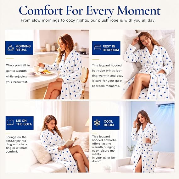 Women's plush fleece shawl-collar robe - view 9