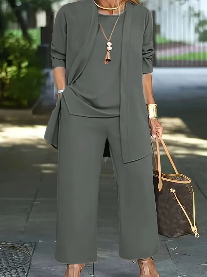 Women's 3-Piece Casual Set: Cardigan, Tank Top & Wide-Leg Pants - product image 3