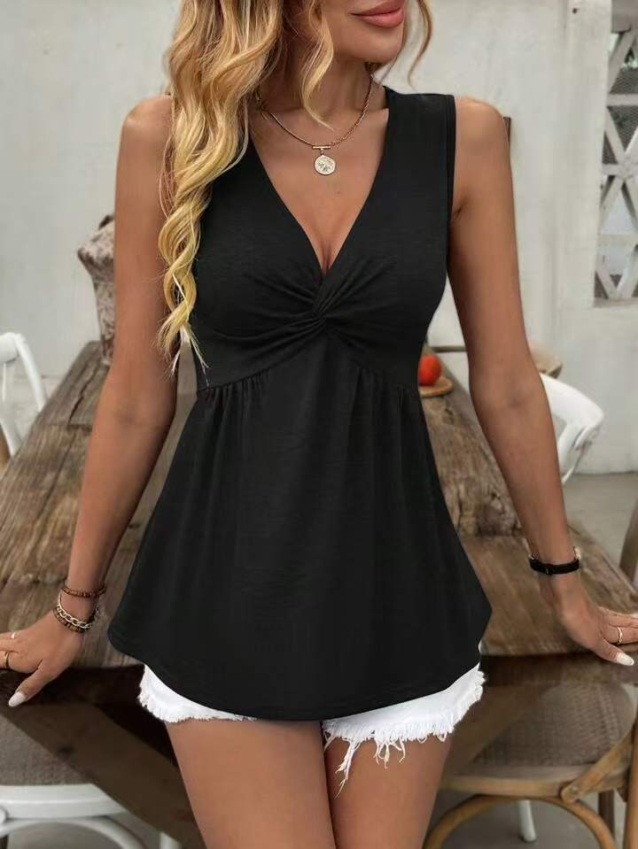 Twisted V-Neck Waist-Cinching Sleeveless Top - product image 3