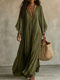 Women's Lace Trim V-Neck Flowy Maxi Dress - product image 9