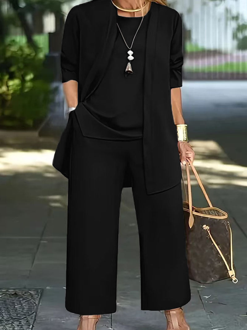 Women's 3-Piece Casual Set: Cardigan, Tank Top & Wide-Leg Pants - product image 2