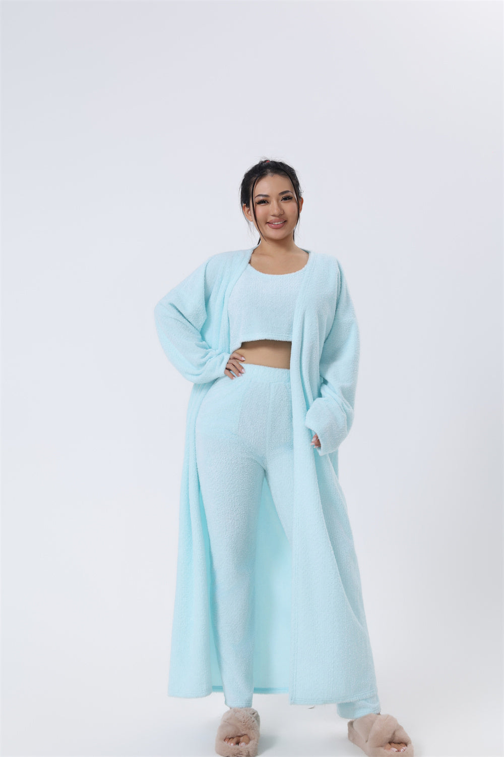 3-Piece Lounge Set – Crop Top, Wide-Leg Pants & Cardigan - product image 10