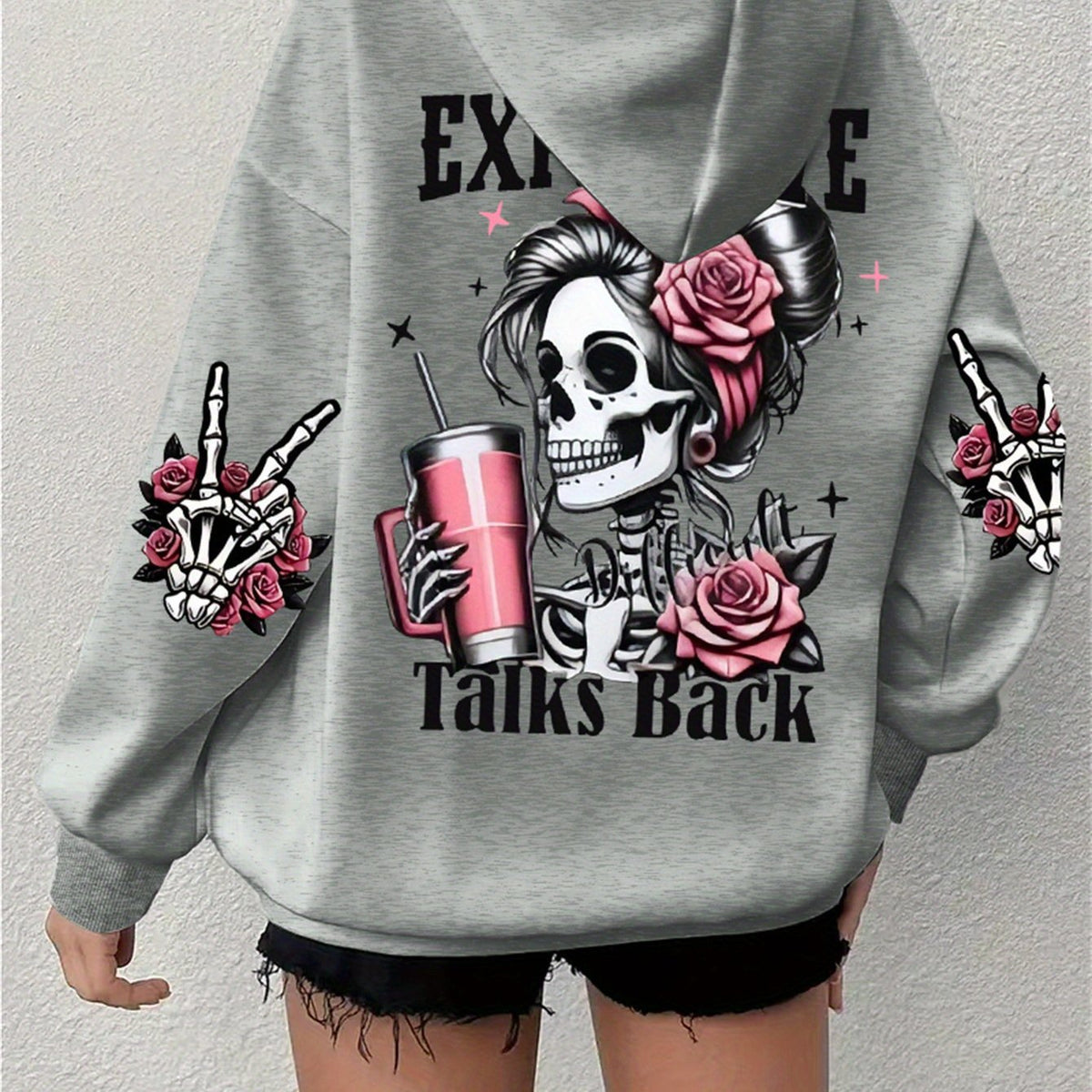 Retro Skull Graphic Long-Sleeve Sweatshirt - product image 3