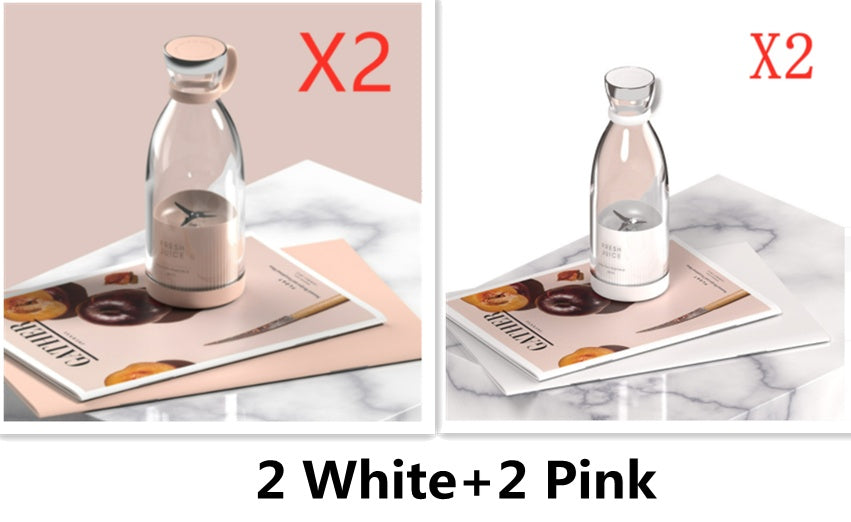 White and pink portable blender collage labeled 2 White plus 2 Pink