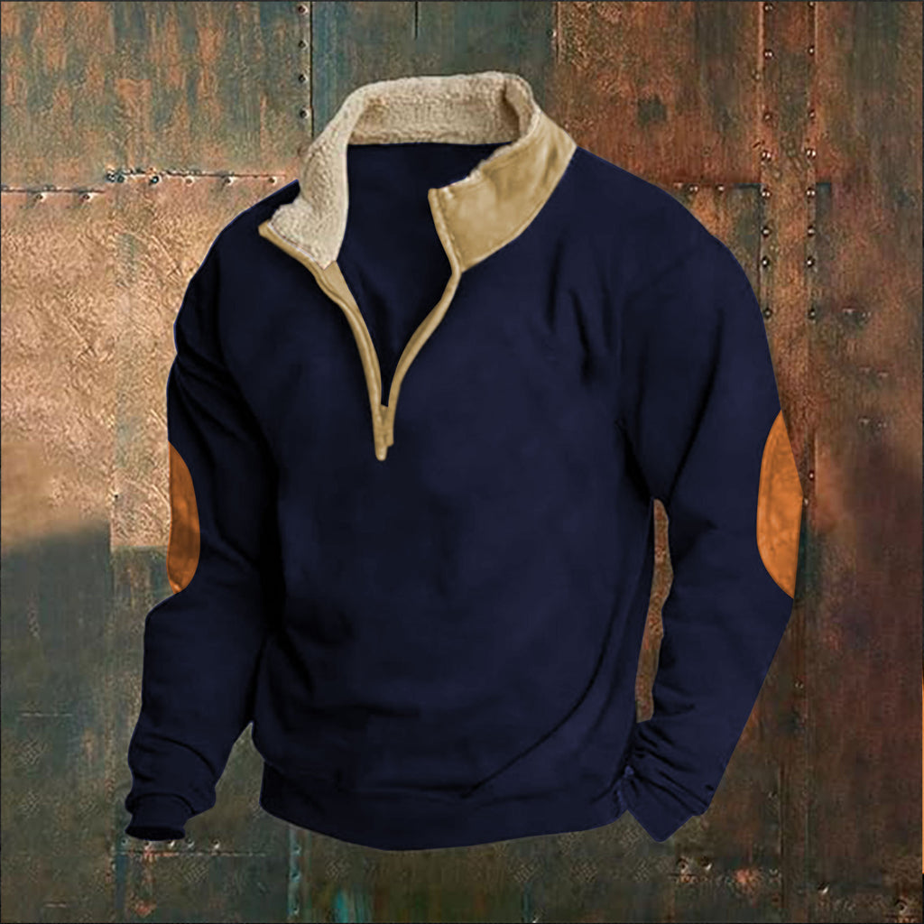 Men's Retro Patchwork Long-Sleeve Sweater - image 8