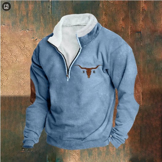 Men's Retro Patchwork Long-Sleeve Sweater - image 9