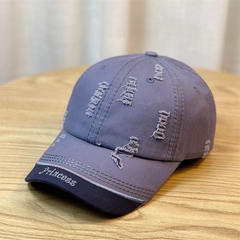 Distressed Embroidered-Letter Baseball Cap - image 3