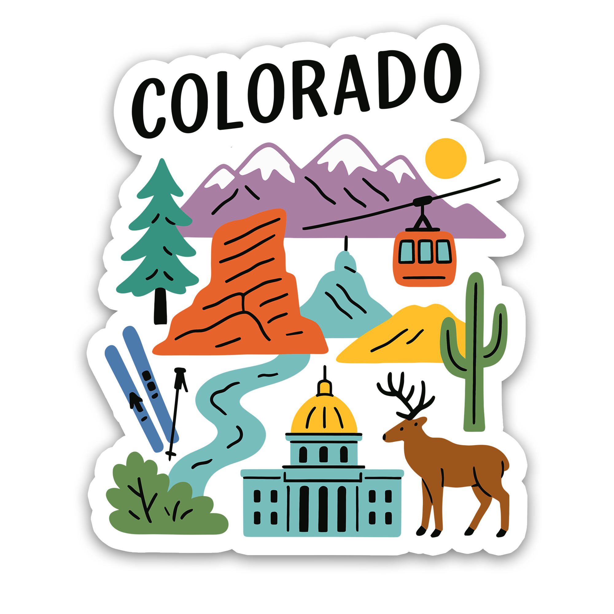 Colorado State Icons Sticker