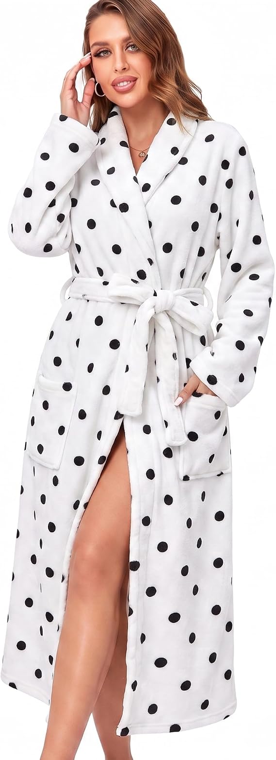 Women's plush fleece shawl-collar robe - view 2
