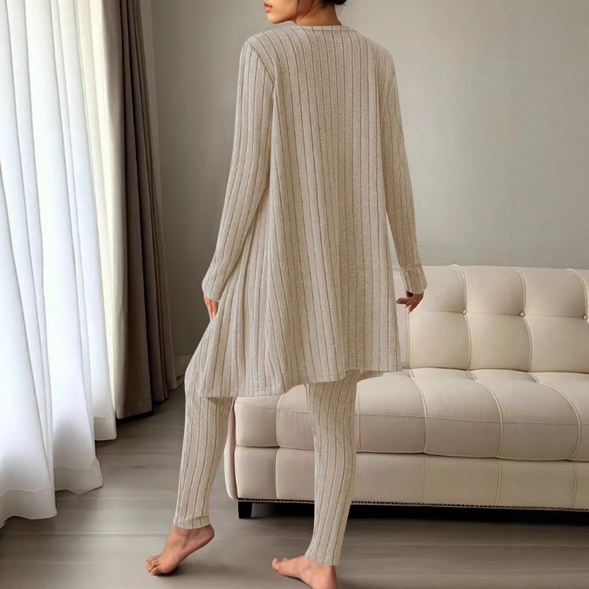 Women's Ribbed Knit 3-Piece Loungewear Set (Tank Top, Pants & Cardigan) - product image 7